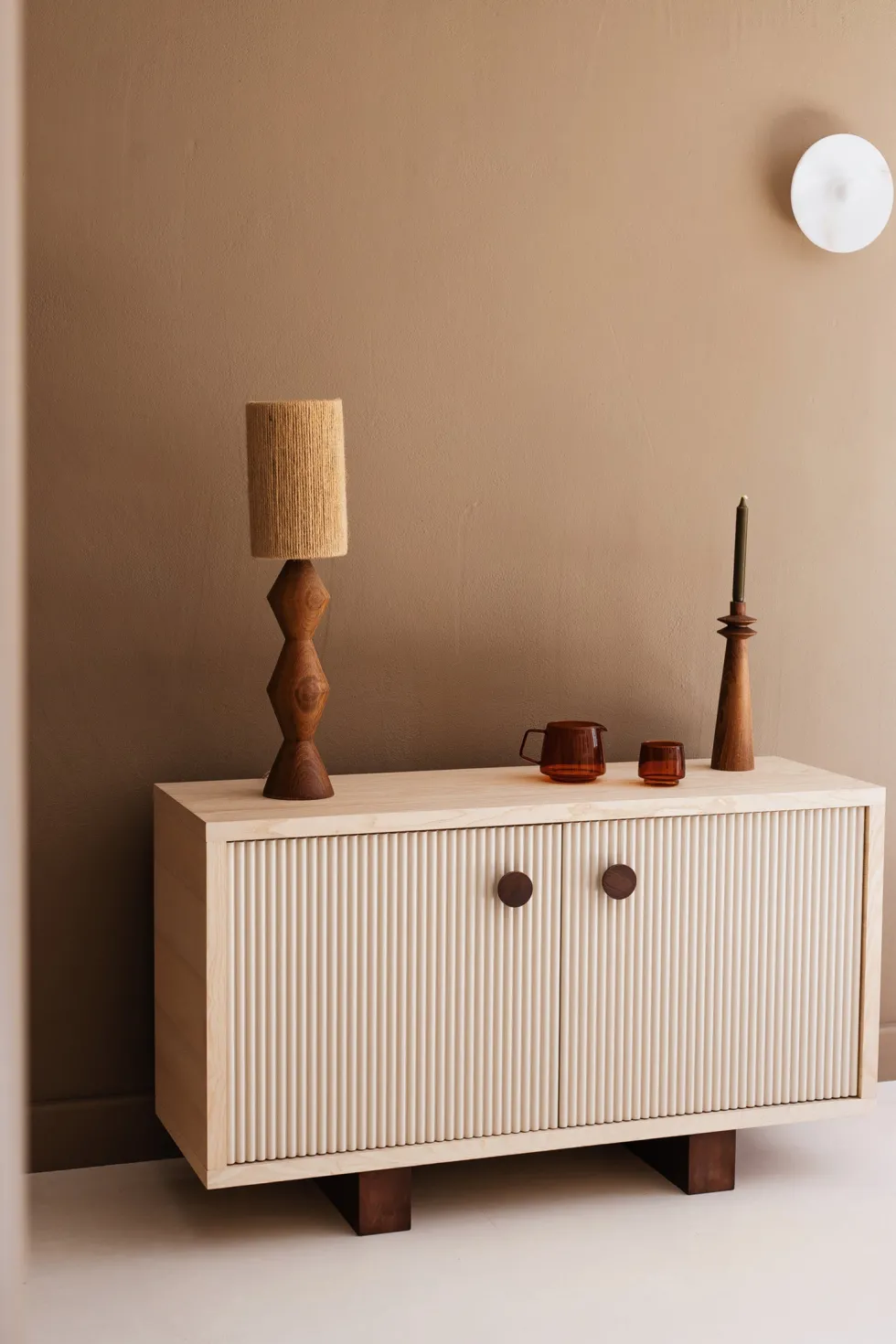 Buffet en bois massif d'hévéa et frêne naturel 120x40x70cm Heju x Nobodinoz - Nobodinoz