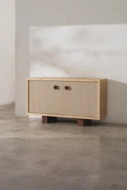 Buffet en bois massif d'hévéa et frêne naturel 120x40x70cm Heju x Nobodinoz - Nobodinoz