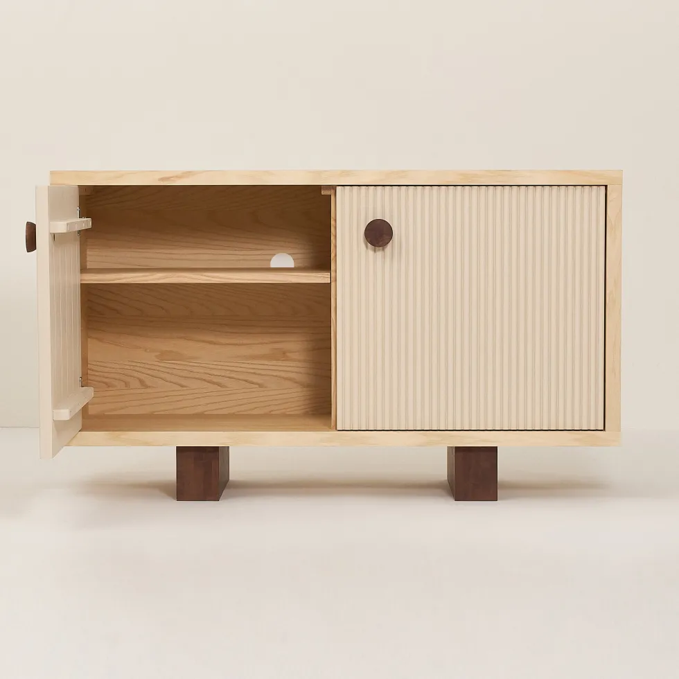 Buffet en bois massif d'hévéa et frêne naturel 120x40x70cm Heju x Nobodinoz - Nobodinoz