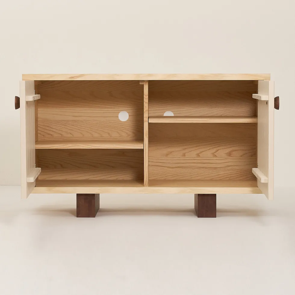 Buffet en bois massif d'hévéa et frêne naturel 120x40x70cm Heju x Nobodinoz - Nobodinoz