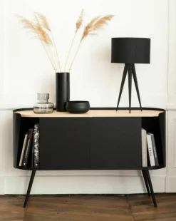 Buffet en métal noir et plateau chêne Armand - Resistub