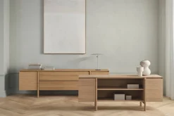 Buffet ouvert en chêne huilé blanchi180cm Daia - Bolia