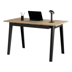 Bureau en chêne éco-certifié avec tiroirs 130 x 70 cm piètements noir graphite New Modern -Tiptoe