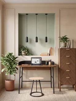 Bureau en chêne teinté et métal noir 100 x 60 x 81,5 cm Victor - Hartô