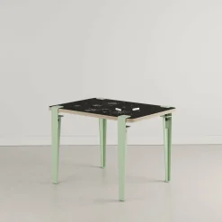 Bureau enfant blanc et verte ardoise 70 x 50 cm Vice Versa et tabouret chêne vert Mini Lou - Tiptoe