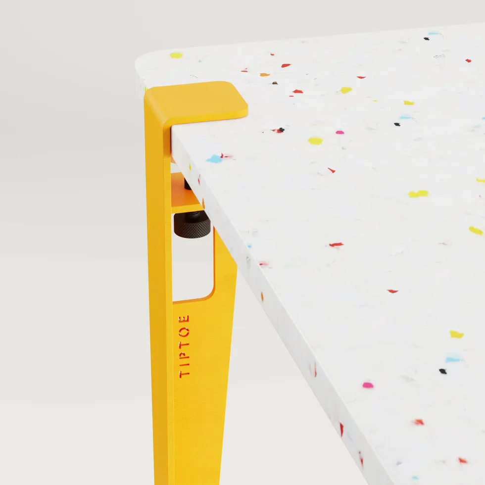 Bureau enfant plastique recyclé 70 x 50 cm jaune Tutti Frutti et tabouret jaune Mini Lou - Tiptoe