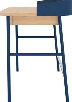 Bureau en placage chêne et acier bleu mat 100 x 60 x 81,5 cm Victor - Hartô