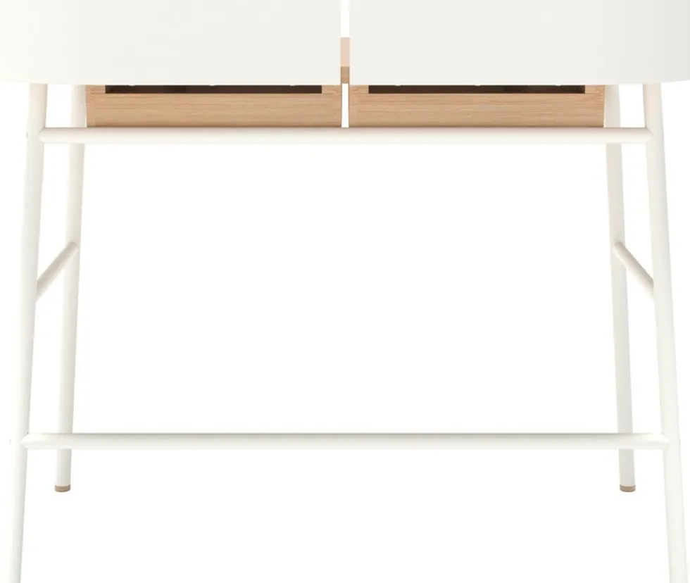 Bureau en placage chêne et métal blanc 100 x 60 x 81,5 cm Victor - Hartô