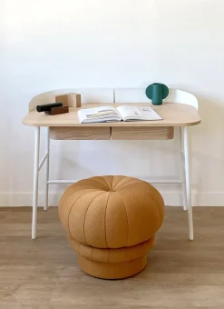 Bureau en placage chêne et métal blanc 100 x 60 x 81,5 cm Victor - Hartô