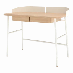 Bureau en placage chêne et métal blanc 100 x 60 x 81,5 cm Victor - Hartô