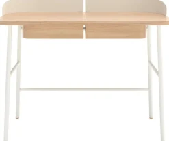 Bureau en placage chêne et métal blanc 100 x 60 x 81,5 cm Victor - Hartô