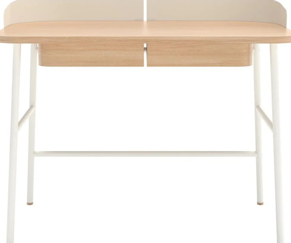 Bureau en placage chêne et métal blanc 100 x 60 x 81,5 cm Victor - Hartô