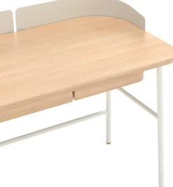 Bureau en placage chêne et métal blanc 100 x 60 x 81,5 cm Victor - Hartô