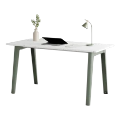Bureau en plastique recyclé blanc 150 x 70 cm piètements gris eucalyptus New Modern -Tiptoe