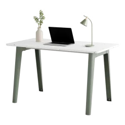 Bureau en plastique recyclé blanc 130 x 70 cm piètements gris eycalyptus New Modern -Tiptoe