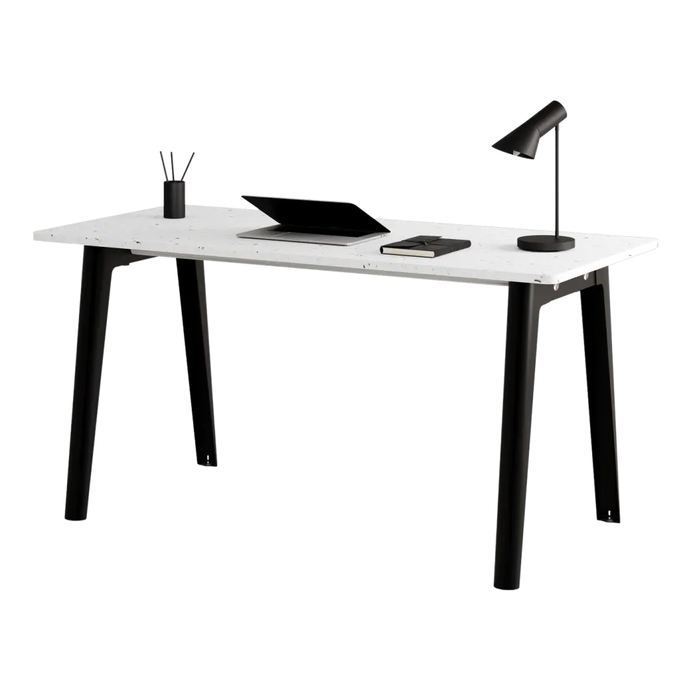 Bureau en plastique recyclé blanc 150 x 70 cm piètements noirs New Modern -Tiptoe