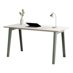 Bureau en stratifié blanc 150 x 70 cm piètements gris eucalyptus New Modern -Tiptoe