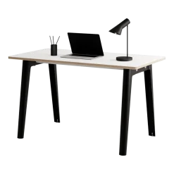 Bureau en stratifié blanc 130 x 70 cm piètements noirs New Modern -Tiptoe