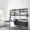 Bureau modulable chêne et acier blanc 140 x 200 x 96 cm Combinaison E - String furniture