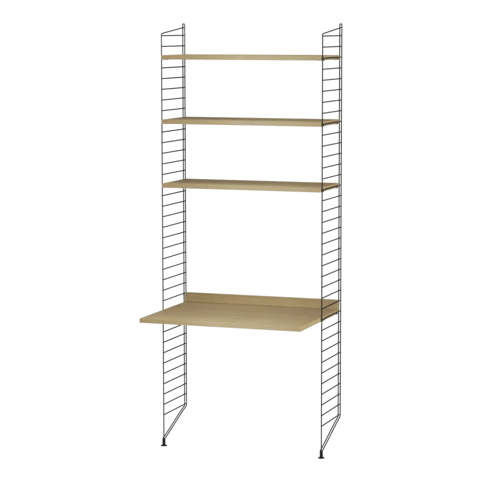 Bureau modulable en chêne et acier noir 80 x 200 x 58 cm Combinaison A - String furniture