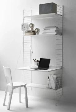 Bureau modulable en chêne et acier noir 80 x 200 x 58 cm Combinaison A - String furniture