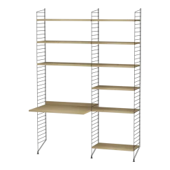 Bureau modulable en chêne et acier noir 140 x 200 x 58 cm Combinaison B - String furniture