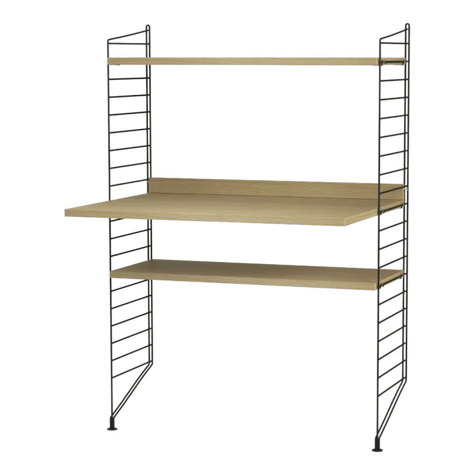 Bureau modulable en chêne et acier noir 80 x 115 x 58 cm Combinaison H - String furniture