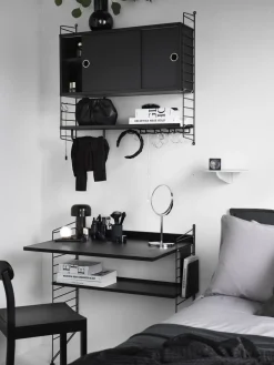 Bureau modulable en frêne et acier noir 80 x 115 x 58 cm Combinaison H - String furniture