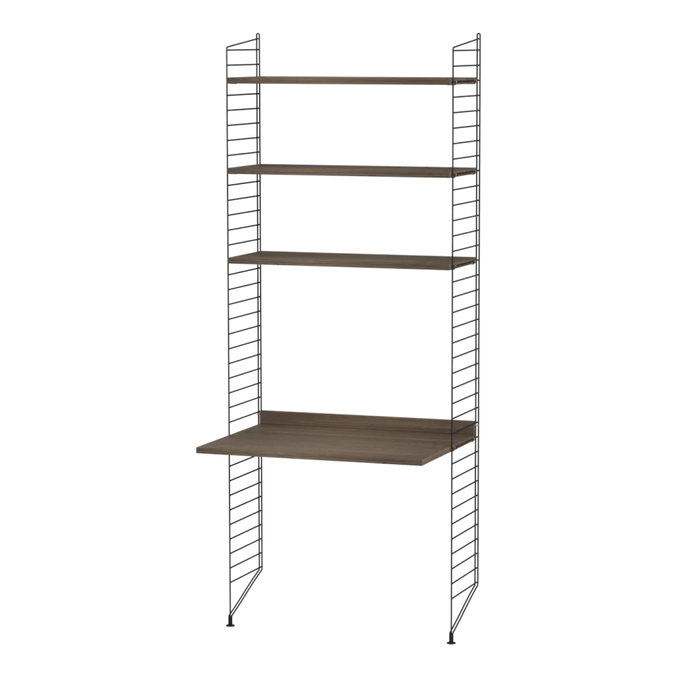 Bureau modulable en noyer et acier noir 80 x 200 x 58 cm Combinaison A - String furniture
