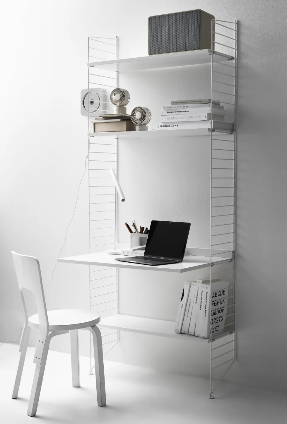 Bureau modulable frêne et acier noir 80 x 200 x 58 cm Combinaison A - String furniture