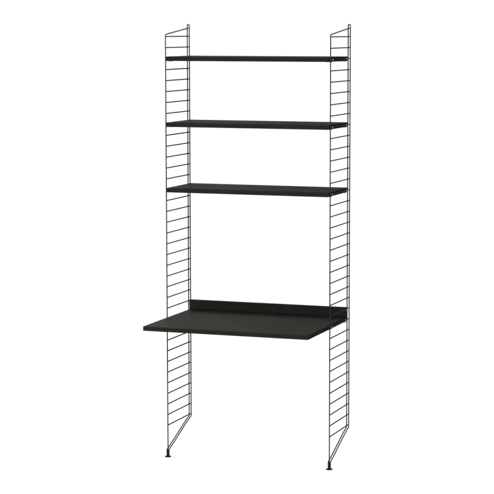 Bureau modulable frêne et acier noir 80 x 200 x 58 cm Combinaison A - String furniture