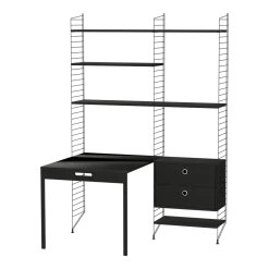 Bureau modulable frêne et acier noir 140 x 200 x 96 cm Combinaison E - String furniture