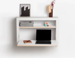 Bureau mural en bouleau teinté blanc 80x50x20cm Fläpps Box - Ambivalenz