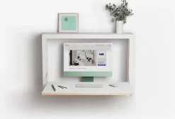 Bureau mural en bouleau teinté blanc 100x60x20cm Fläpps Box - Ambivalenz