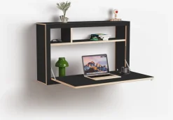 Bureau mural en bouleau teinté noir 100x60x20cm Fläpps Box - Ambivalenz