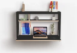 Bureau mural en bouleau teinté noir 100x60x20cm Fläpps Box - Ambivalenz