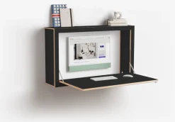 Bureau mural en bouleau teinté noir 100x60x20cm Fläpps Box - Ambivalenz