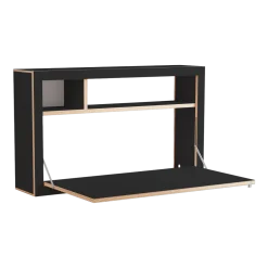 Bureau mural en bouleau teinté noir 100x60x20cm Fläpps Box - Ambivalenz