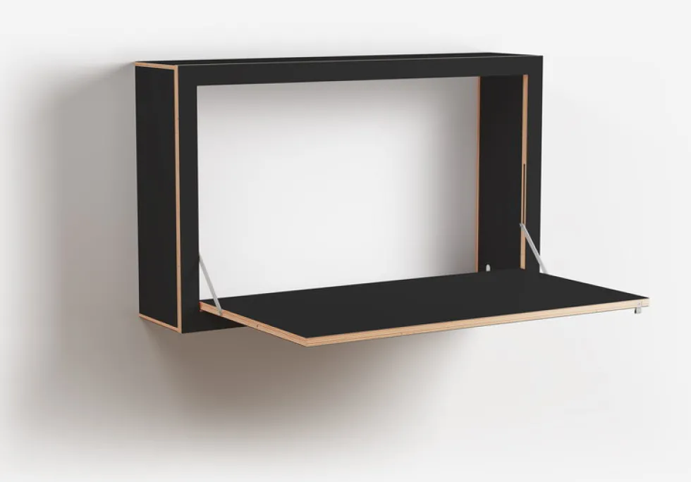 Bureau mural en bouleau teinté noir 100x60x20cm Fläpps Box - Ambivalenz