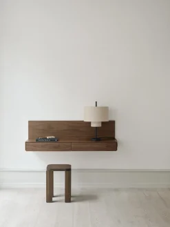 Bureau mural rectangulaire avec tiroirs en frêne teinté noir 130cm Tana - New Works