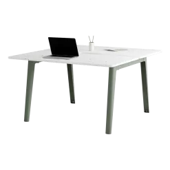 Bureau open-space en plastique recyclé 130 x 140 cm piètements gris eucalyptus New Modern - Tiptoe
