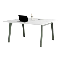 Bureau open-space en plastique recyclé 150 x 140 cm piètements gris eucalyptus New Modern - Tiptoe