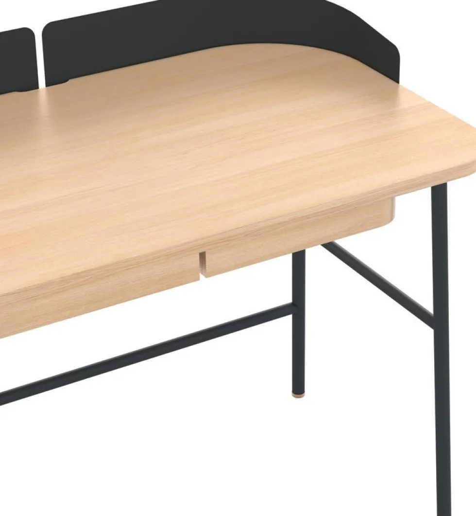 Bureau placage chêne naturel et métal noir 100 x 60 x 81,5 cm Victor - Hartô