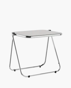 Bureau pliable en acier blanc opaque mat et chrome 83 x 65 x 73 cm Platone - Anonima Castelli