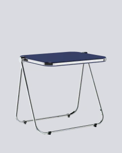 Bureau pliable en acier bleu opaque mat et chrome 83 x 65 x 73 cm Platone - Anonima Castelli
