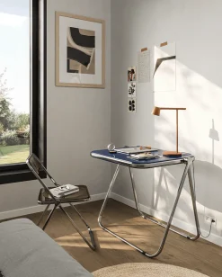 Bureau pliable en acier vert opaque mat et chrome 83 x 65 x 73 cm Platone - Anonima Castelli