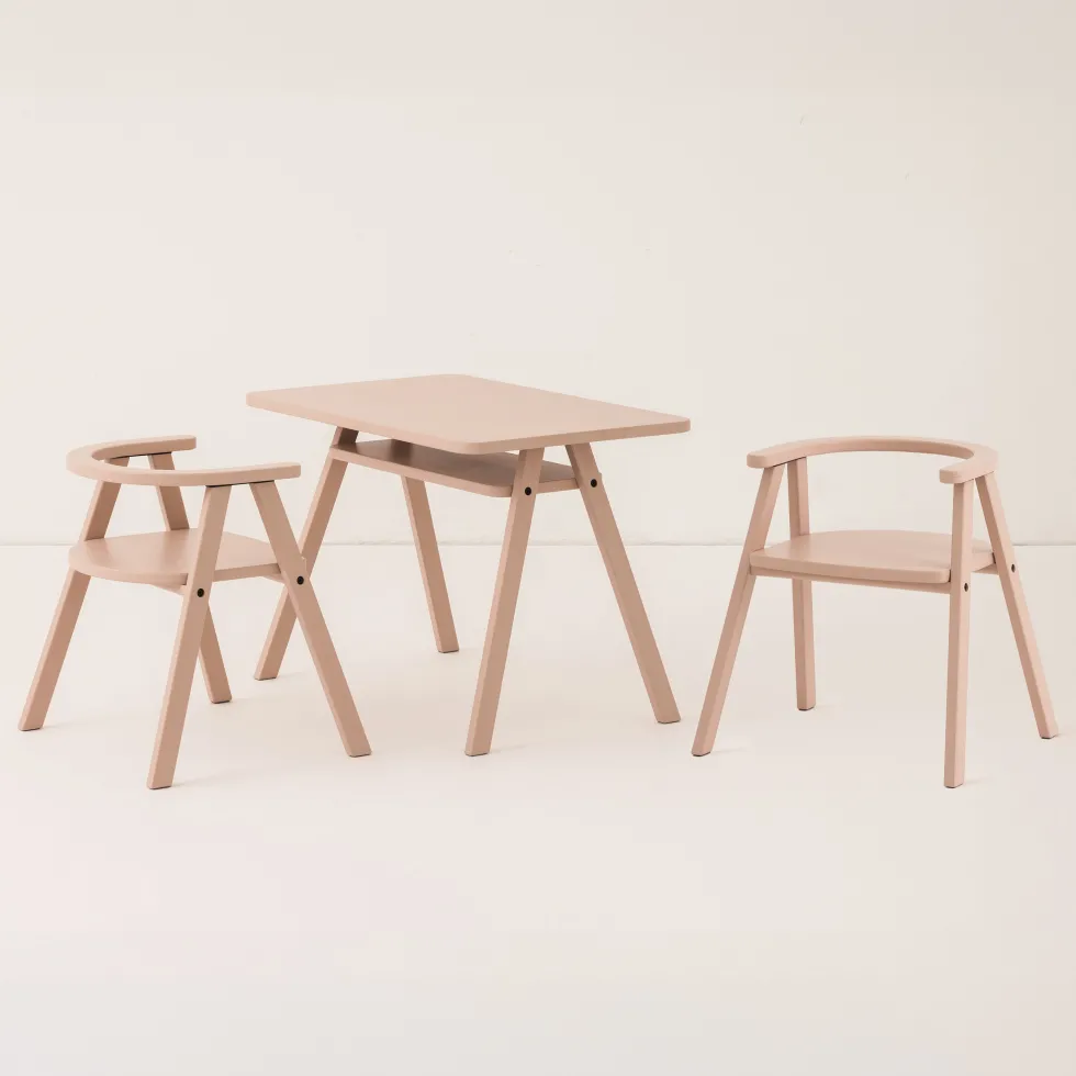 Bureau pour enfant en bois de hêtre coloré rose blush 40x70x50cm Growing Green - Nobodinoz