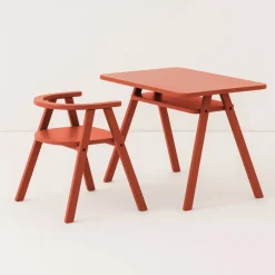 Bureau pour enfant en bois de hêtre coloré rouge 40x70x50cm Growing Green - Nobodinoz