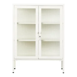 Cabinet en acier blanc craie et verre cannelé 74x40x100cm The Mixer - Mustard Made
