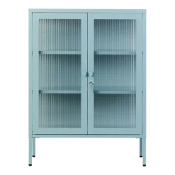 Cabinet en acier bleu océan et verre cannelé 74x40x100cm The Mixer - Mustard Made